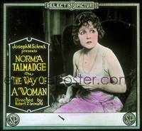 1p050 WAY OF A WOMAN glass slide '19 great close up of surprised Norma Talmadge!