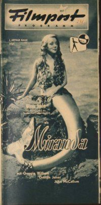 1p148 MIRANDA German Filmpost programm '49 different images of sexy mermaid Glynis Johns!