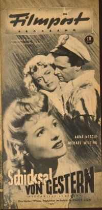 1p155 PICCADILLY INCIDENT German Filmpost programm '49 Anna Neagle & Michael Wilding, different!