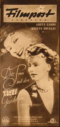 1p166 TWO-FACED WOMAN German Filmpost programm '49 Melvyn Douglas goes gay with pretty Greta Garbo!