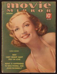1p052 MOVIE MIRROR magazine January 1938 portrait of sexiest Carole Lombard by George Hurrell!