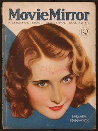1p051 MOVIE MIRROR magazine July 1932 wonderful headshot portrait of Barbara Stanwyck!