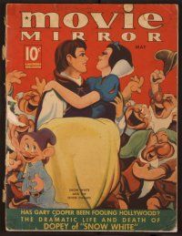 1p056 MOVIE MIRROR magazine May 1938, different art of Snow White & the 7 Dwarfs by Robert Reid!