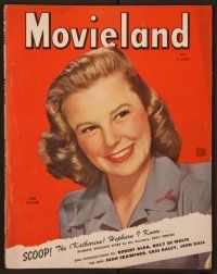 1p108 MOVIELAND magazine July 1945, great close up smiling portrait of June Allyson!