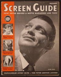 1p075 SCREEN GUIDE magazine December 1938 great super close portrait of Clark Gable!