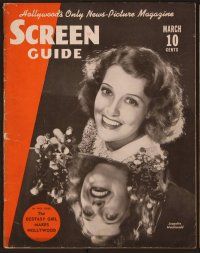 1p066 SCREEN GUIDE magazine March 1938 great mirror image of smiling Jeanette MacDonald!