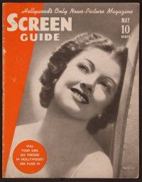 1p068 SCREEN GUIDE magazine May 1938 super close up of beautiful smiling Myrna Loy!