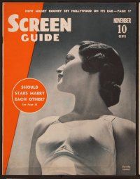 1p074 SCREEN GUIDE magazine November 1938 super close up of sexy Dorothy Lamour in swimsuit!