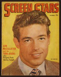 1p105 SCREEN STARS magazine November 1946, super close portrait of Guy Madison in Honeymoon!