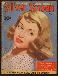 1p088 SILVER SCREEN magazine August 1941 great artwork of Bette Davis by Marland Stone!