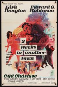 1r008 2 WEEKS IN ANOTHER TOWN 1sh '62 cool art of Kirk Douglas & sexy Cyd Charisse by Bart Doe!