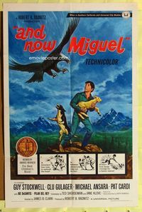 1r033 AND NOW MIGUEL 1sh '66 artwork of Guy Stockwell protecting lamb from hawk!