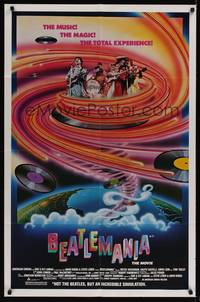1r067 BEATLEMANIA 1sh '81 great psychedelic artwork of The Beatles impersonators by Kim Passey!