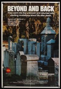 1r075 BEYOND & BACK 1sh '77 documentary of near death experiences, spooky graveyard image!