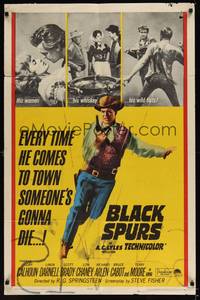 1r096 BLACK SPURS 1sh '65 every time Rory Calhoun comes to town, someone's gonna die!