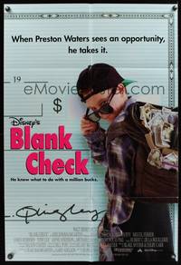 1r098 BLANK CHECK int'l DS 1sh '94 Walt Disney, wacky kid with backpack full of money!