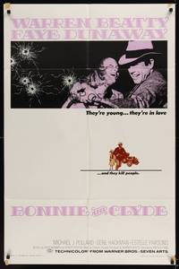 1r111 BONNIE & CLYDE 1sh '67 notorious crime duo Warren Beatty & Faye Dunaway!