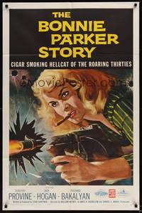1r112 BONNIE PARKER STORY 1sh '58 great art of the cigar-smoking hellcat of the roaring '30s!
