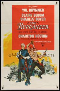 1r119 BUCCANEER 1sh '58 Yul Brynner, Charlton Heston, directed by Anthony Quinn!