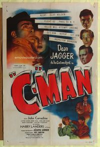 1r128 C-MAN 1sh '49 Dean Jagger as customs agent, John Carradine, Lottie Elwen!