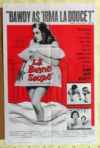 1r504 LA BONNE SOUPE 1sh '64 sexy naked Annie Girardot on bed covered only by pillows!