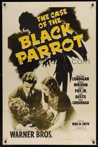 1r133 CASE OF THE BLACK PARROT 1sh '41 William Lundigan, Maris Wrixon, Eddie Foy Jr, dramatic art!