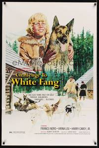 1r137 CHALLENGE TO WHITE FANG 1sh '75 Lucio Fulci, art of German Shepherd & sled dogs by Solie!