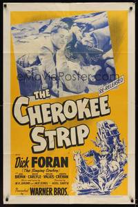 1r145 CHEROKEE STRIP 1sh R43 Dick Foran, Jane Bryan, cool art of stagecoach!