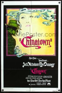 1r147 CHINATOWN 1sh '74 great art of smoking Jack Nicholson & Faye Dunaway, Roman Polanski