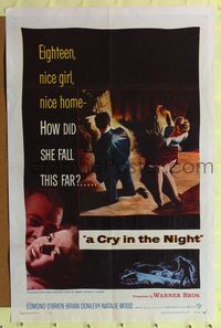 1r170 CRY IN THE NIGHT 1sh '56 how did bad girl Natalie Wood fall so far?
