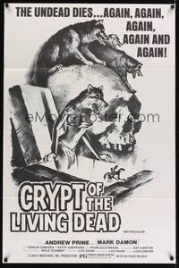 1r171 CRYPT OF THE LIVING DEAD 1sh '73 cool Smith horror art, the undead dies again and again!