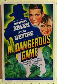 1r175 DANGEROUS GAME 1sh '41 Richard Arlen, Andy Devine, Jeanne Kelly!