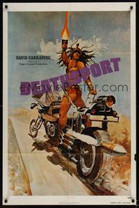 1r192 DEATHSPORT teaser 1sh '78 David Carradine, great artwork of futuristic battle motorcycle!