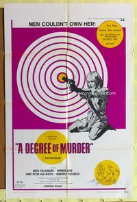 1r196 DEGREE OF MURDER 1sh '67 artwork of sexy Anita Pallenberg with gun, men couldn't own her!