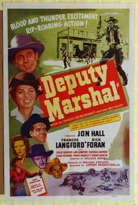 1r197 DEPUTY MARSHAL 1sh '49 cowboys Jon Hall & Dick Foran + pretty Frances Langford!