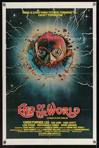 1r228 END OF THE WORLD 1sh '77 wild image of strange creature emerging from the Earth!