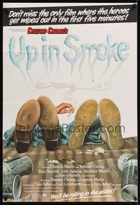 1r947 UP IN SMOKE English 1sh '78 Cheech & Chong marijuana drug classic, great Scakisbrick art!