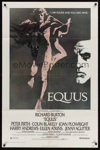 1r233 EQUUS 1sh '77 Richard Burton, Peter Firth, really cool artwork by Bob Peak!