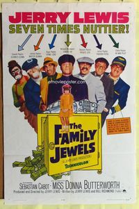 1r242 FAMILY JEWELS 1sh '65 wacky Jerry Lewis is seven times nuttier in seven roles!