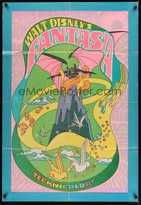 1r244 FANTASIA 1sh R70 cool psychedelic artwork, Disney musical cartoon classic!
