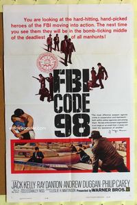 1r250 FBI CODE 98 1sh '63 Jack Kelly, Ray Danton, Andrew Duggan, g-men with guns!