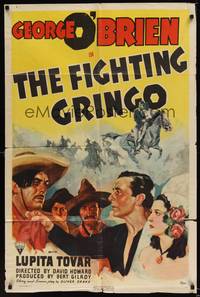 1r254 FIGHTING GRINGO 1sh '39 art of George O'Brien defending pretty Lupita Tovar from banditos!