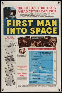 1r259 FIRST MAN INTO SPACE 1sh '59 the picture that leaps ahead of the headlines, cool chart!