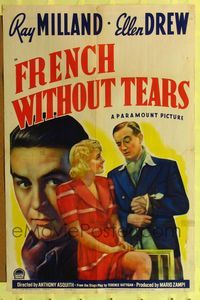 1r282 FRENCH WITHOUT TEARS style A 1sh '40 artwork of Ray Milland, Ellen Drew!