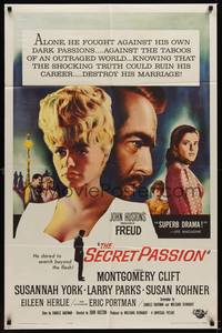 1r283 FREUD 1sh '63 John Huston directed, Montgomery Clift, Susannah York, The Secret Passion!