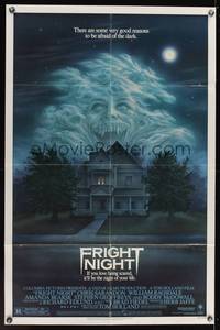 1r286 FRIGHT NIGHT 1sh '85 Roddy McDowall, there are good reasons to be afraid of the dark!