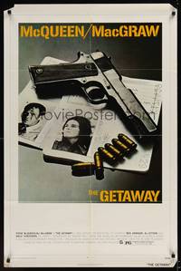 1r304 GETAWAY 1sh '72 Steve McQueen, Ali McGraw, Sam Peckinpah, cool gun & passports image!
