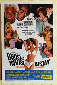 1r306 GHOST IN THE INVISIBLE BIKINI 1sh '66 Boris Karloff + sexy girls & wacky horror images!