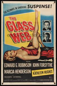 1r317 GLASS WEB 1sh '53 Edward G. Robinson, John Forsythe, art of sexy nearly naked girl!