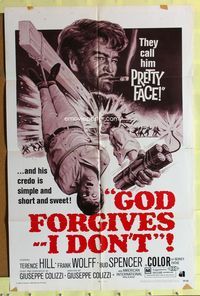 1r320 GOD FORGIVES I DON'T 1sh '69 cool art of gunslinger Terence Hill with dynamite!